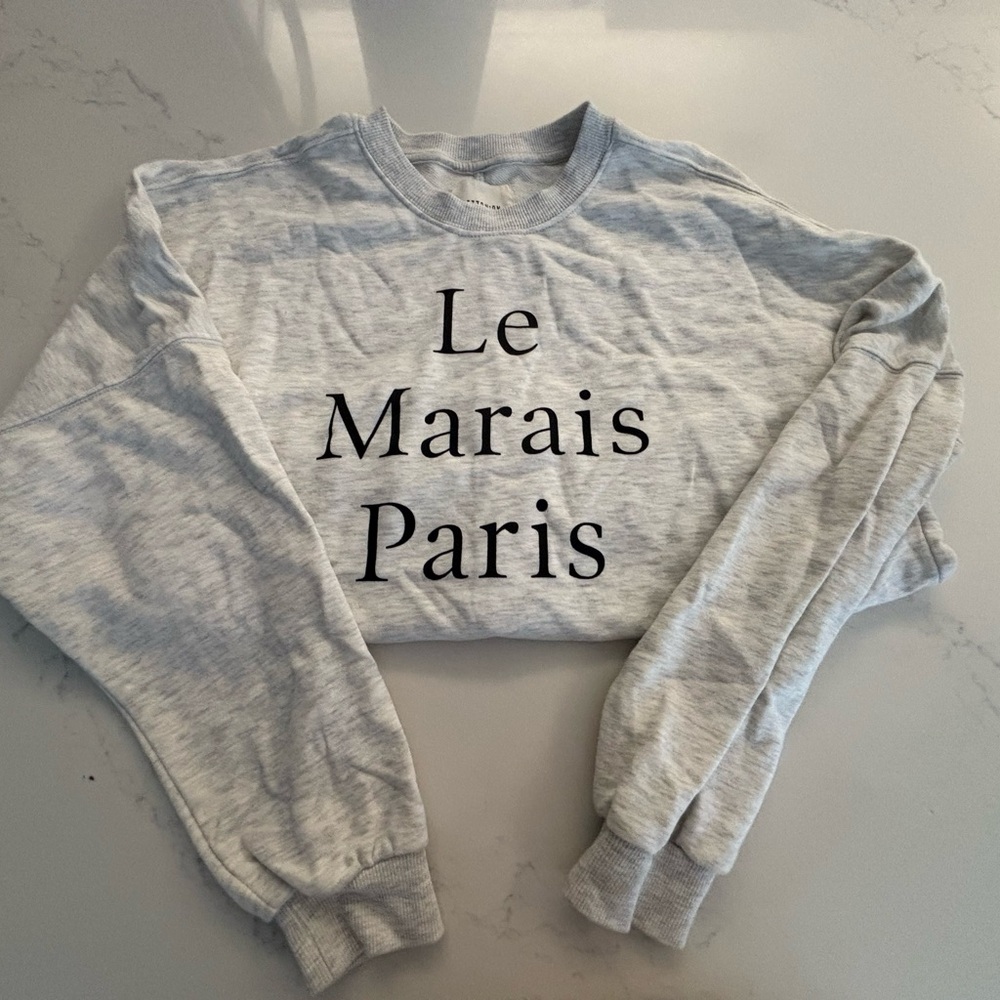Cotton On Light Gray Cropped Sweatshirt with Black Lettering